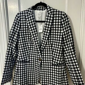 J. Crew Women's Checkered Blazer in Navy and White
